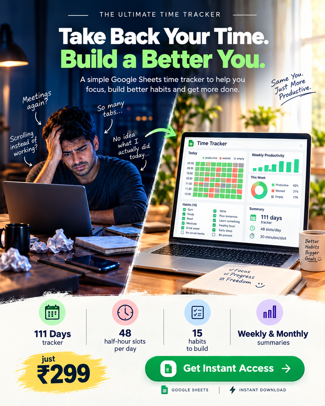 The Ultimate Time Tracker & Habit Tracker (Sep–Dec 2026) Google Sheets Template